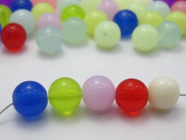 

200 Mixed Color Acrylic Round Beads 8mm Jelly Tone Smooth Ball