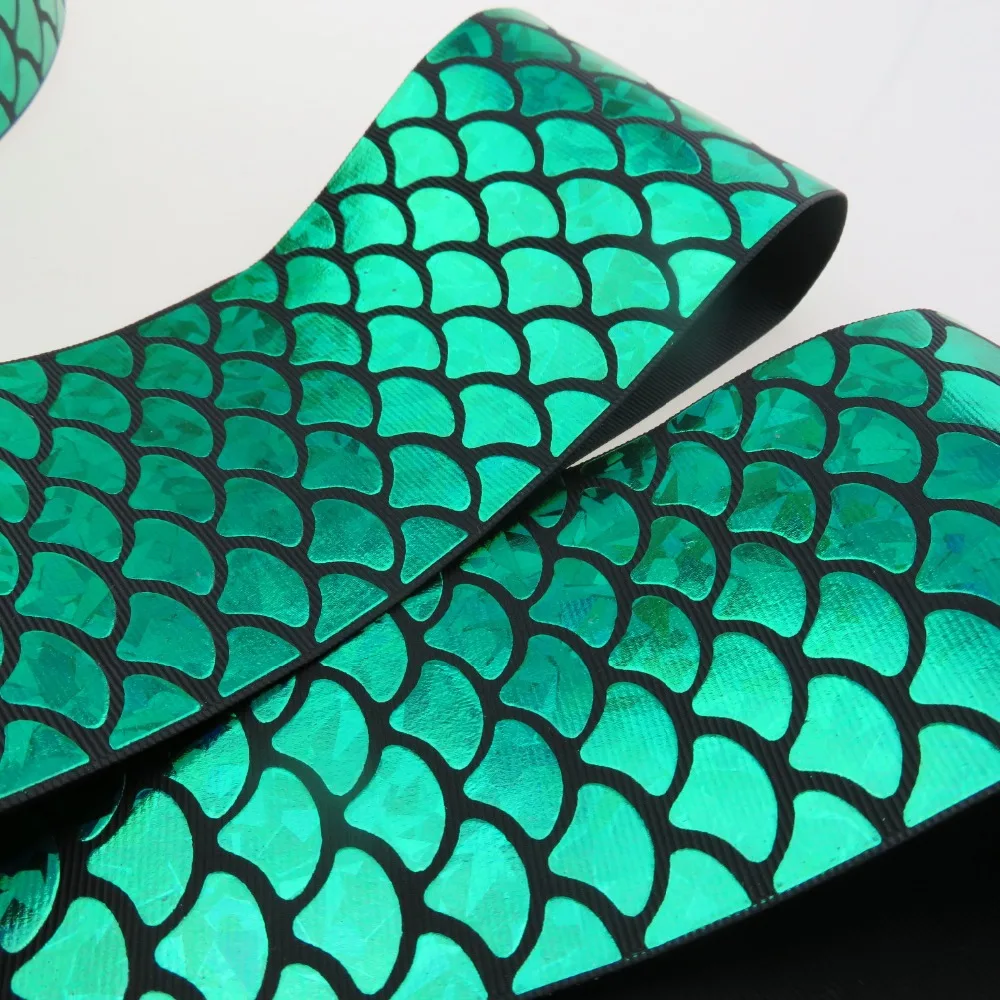 Бесплатная доставка Зеленая голограмма русалки grosgrain лента DIY ручной работы