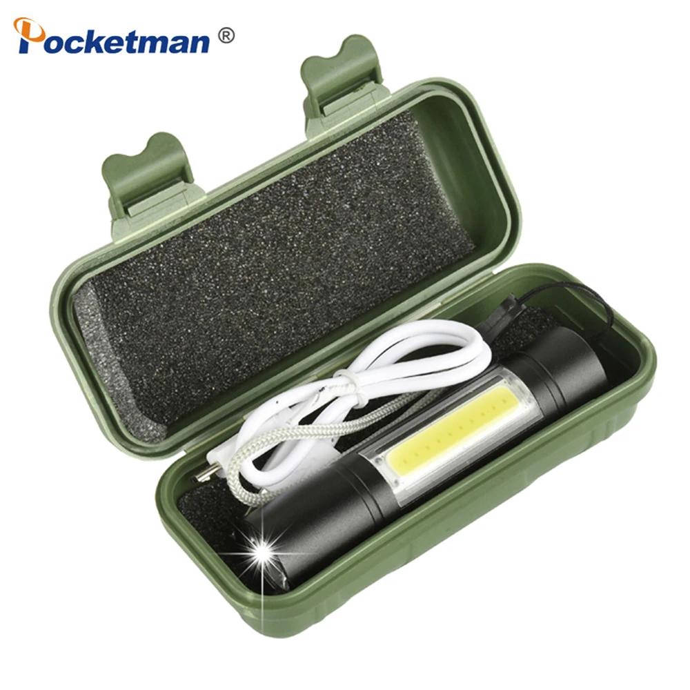 POCKETMAN 3800 люмен Мини светодиодный фонарик перезаряжаемый Q5 + COB 3 режима