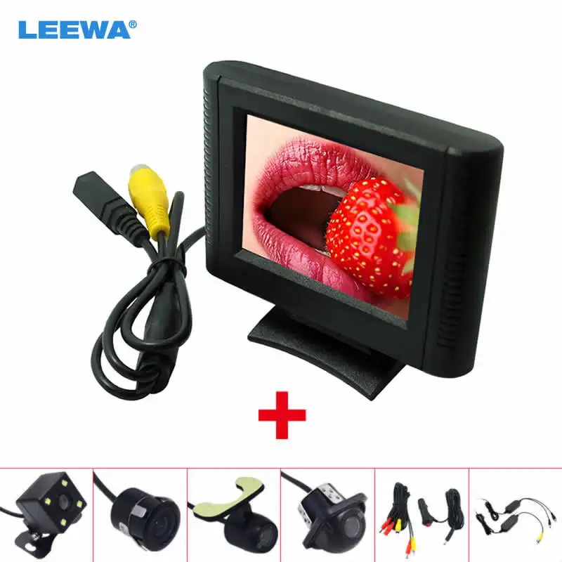 

LEEWA 2,5 дюймовый ЖК TFT-монитор с камерой заднего вида, парковочная камера, RCA Видеосистема 2,4G, беспроводная и прикуриватель опционально
