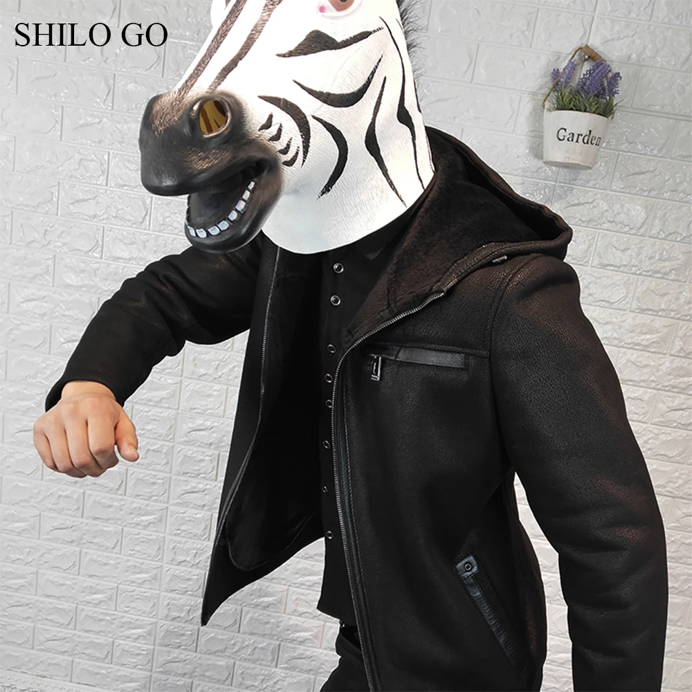 SHILO GO Leather Jacket mens Winter Fashion sheepskin genuine leather coat hooded Casual loose zipper warm | Мужская одежда