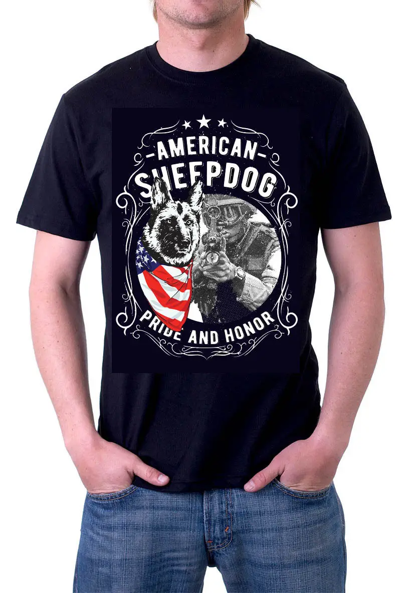 

Men 2019 Brand Clothing Tees Casual custom T shirt American Sheepdog Pride and Honor black tee custom T-shirts