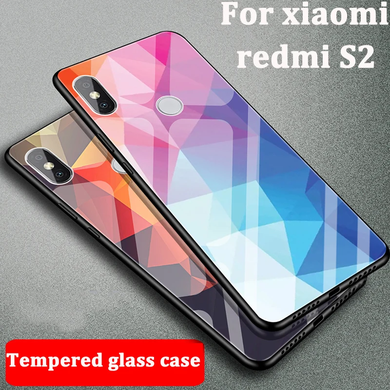 Модный чехол из закаленного стекла для Xiaomi Redmi S2 стеклянный RedmiS2 защитная задняя