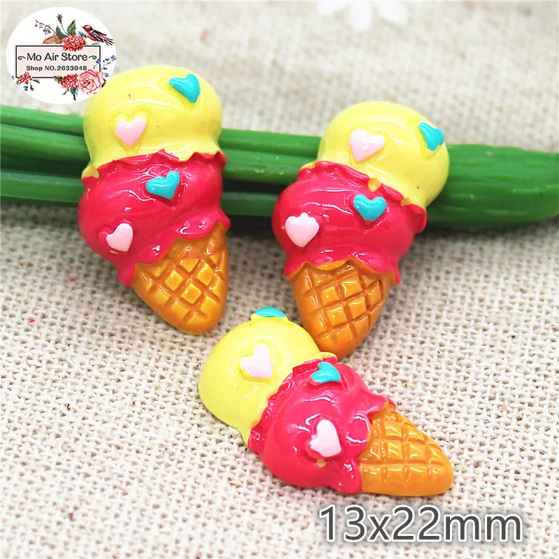 

10PCS 13x22mm pink Ice cream cone Resin Flatback Cabochon Miniature Food Art Supply Decoration Charm Craft