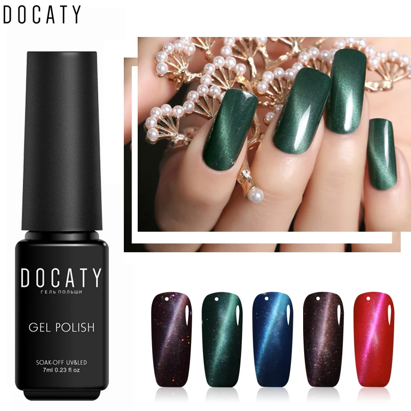 Docaty УФ светодио дный гель лак для ногтей с эффектом кошачий глаз польский