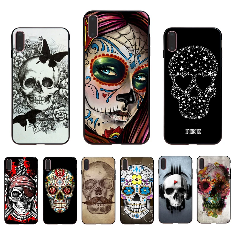 IMIDO Grim Reaper Череп Скелет Капа дизайн черный силиконовый чехол для iPhone Apple 5 6 7 8 5/6s X XS