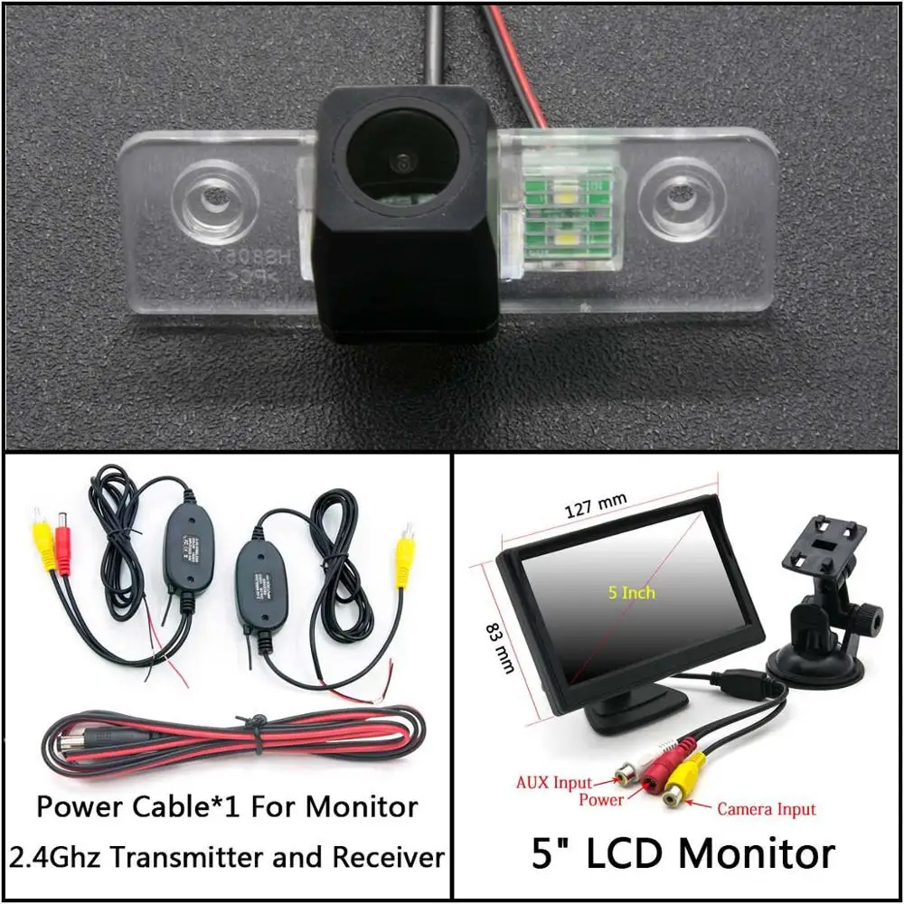 C Wireless 5inch LCD Full HD резервная камера заднего вида Камера для Skoda Octavia 2008 2009 2010 2011 2012 2013 Стоянкы Автомобилей Автомобиля ЖК-дисплей монитор зеркала заднего вида Камера - Название цвета: C Wireless 5inch LCD