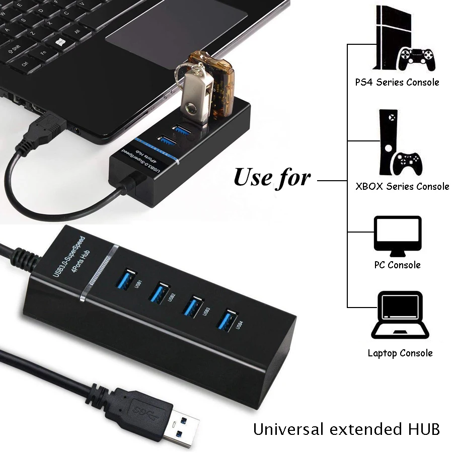 Зарядка 4 Порты и разъёмы USB 3 0 концентратор с выходом 5V/2.5A адаптер питания для PS4 Pro