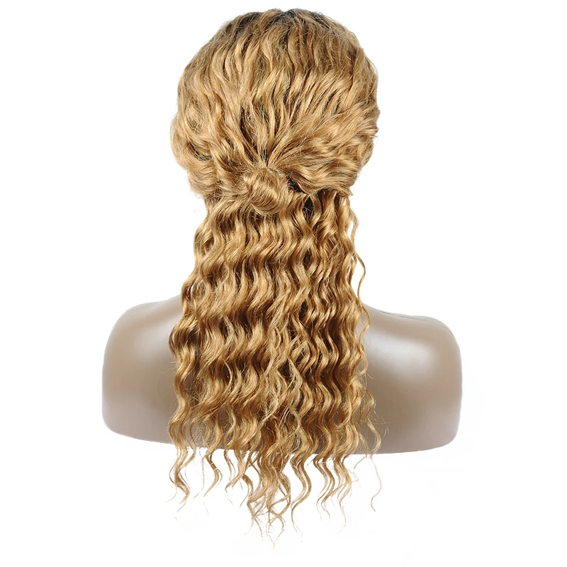 Peruvian Ombre 1B 27 Honey Blonde Remy Human Hair Wigs With 150% Density Loose Deep Lace Front 4*4 Closure For Black Woman | Шиньоны и