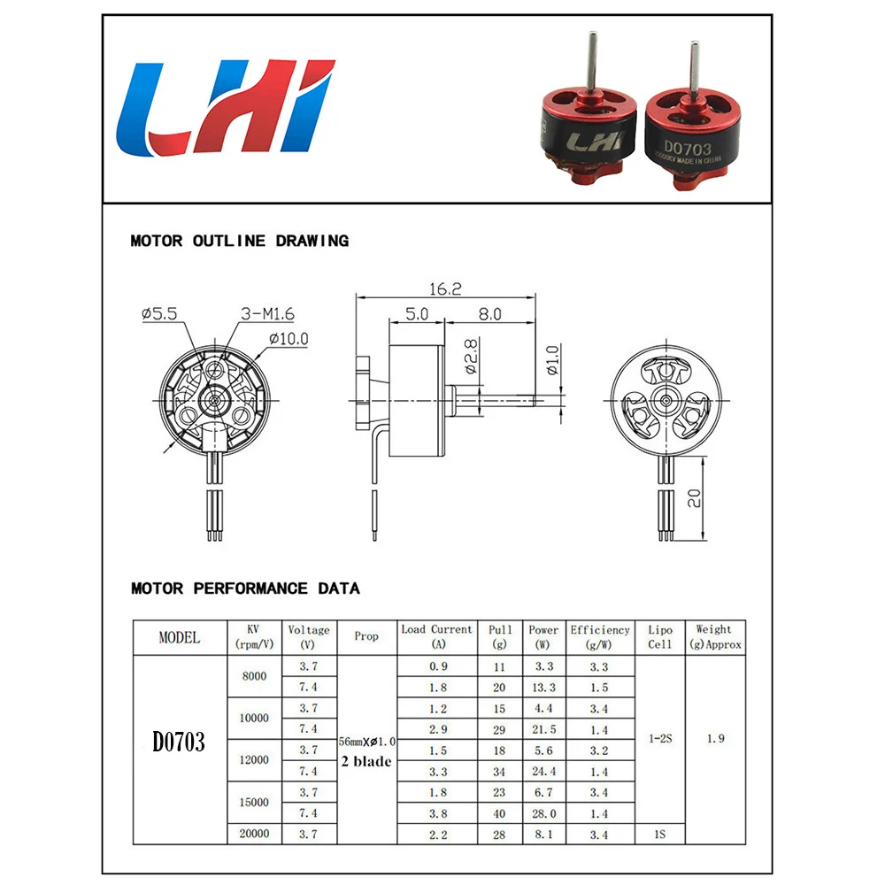 LHI 0703 20000KV бесщеточный двигатель микро двигатели outrunner для моторов rc Мини селфи
