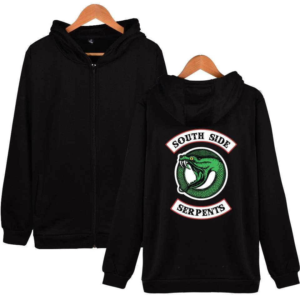 LUCKYFRIDAYF 2018 Riverdale Zipper oversized Hoodie sweatshirt Women Men south side serpents Sweatshirts moletom jacket coat | Мужская