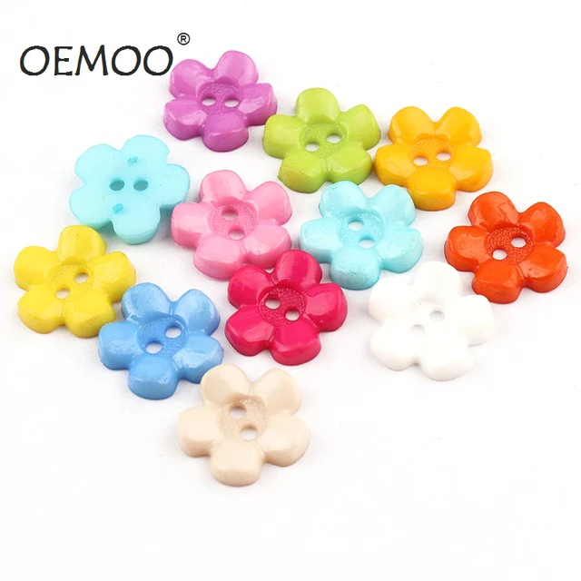 

100pcs Mixed Color Flower Plastic Button Baby Sewing Button Decoration / Sewing / Craft / Scrapbook Accessories 15mm