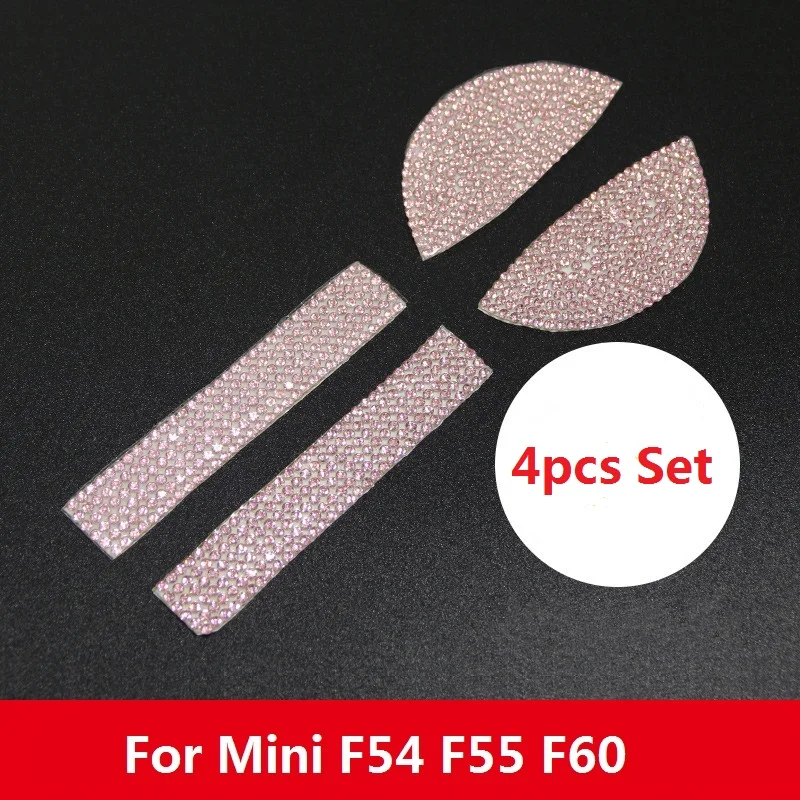 Розовый Bling салона наклейка для дверной ручки с кристаллами для Mini Cooper F54 F55 F56 F60 R55 R56 R60 R61 аксессуары - Название цвета: Розовый
