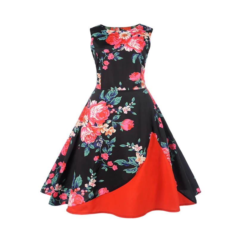 Летний комплект одежды без рукавов для девочек с цветочным принтом платье