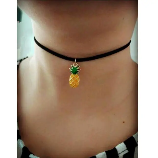 n336 New fashion Vintage Gothic Velvet Leather rope necklace cute pineapple cartoon personality clavicle | Украшения и аксессуары