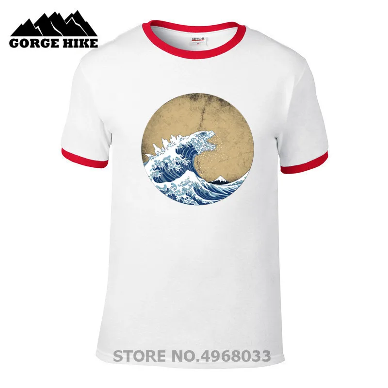 Новая Винтажная Футболка Hokusai Kaiju новая рубашка летняя модная мужская футболка