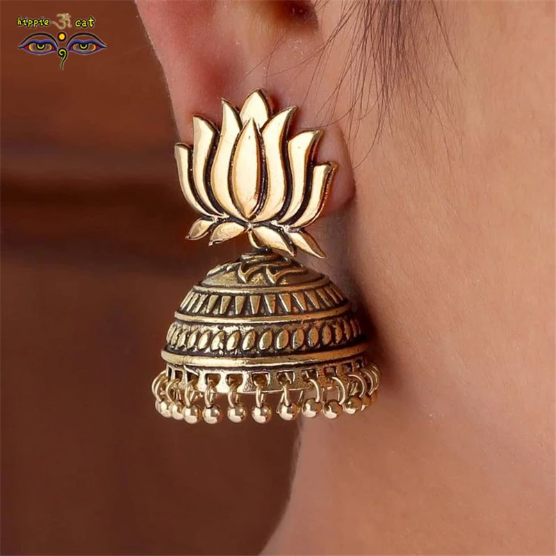 Рекомендуемые индийские серьги гвоздики в форме лотоса jhumki Bird Серьги виде клетки