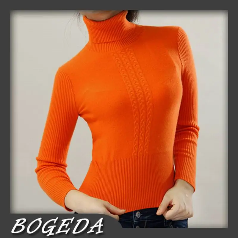 100%Cashmere Sweater TurtleNeck Orange Brown Black Pullover Women Natural Fabric Warm High Quality Clearance Free Shipping | Женская