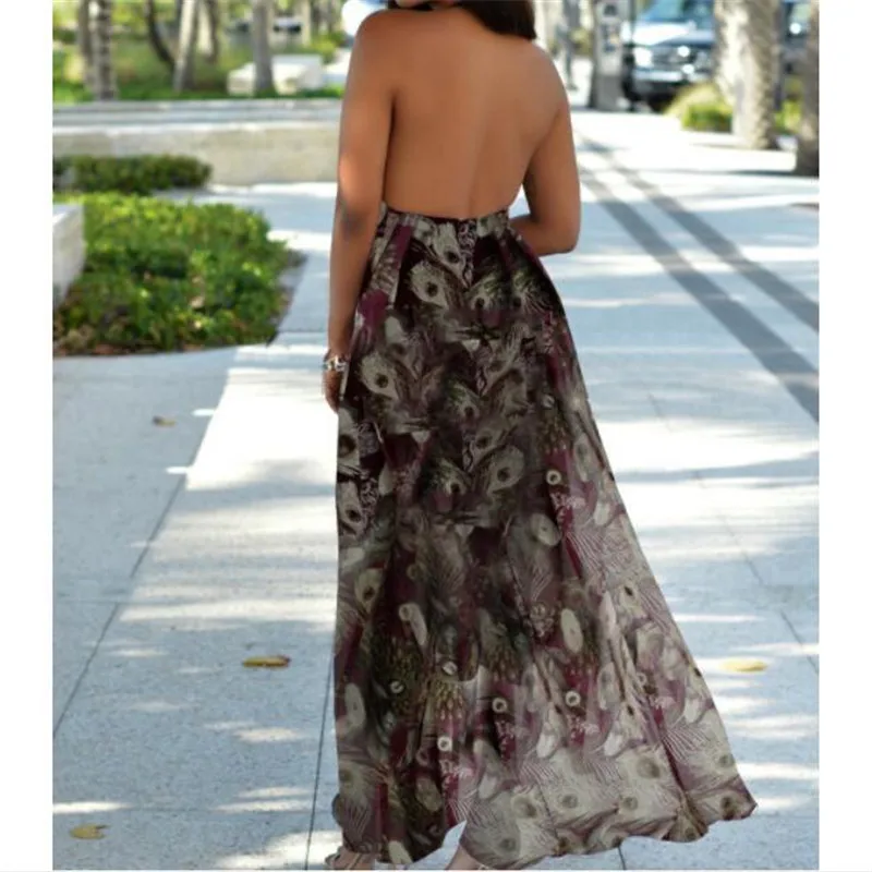 2019 женское платье модное Бохо цветочное Длинное Макси без рукавов вечерние