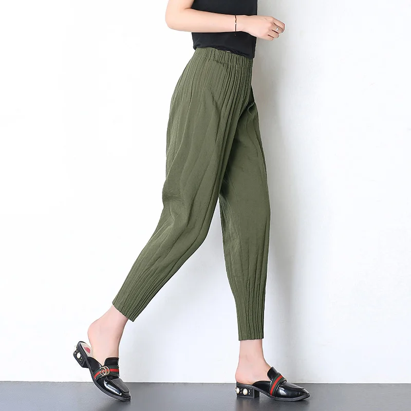 Для женщин брюки Капри летние Высокая Талия Свободные Повседневное укороченные