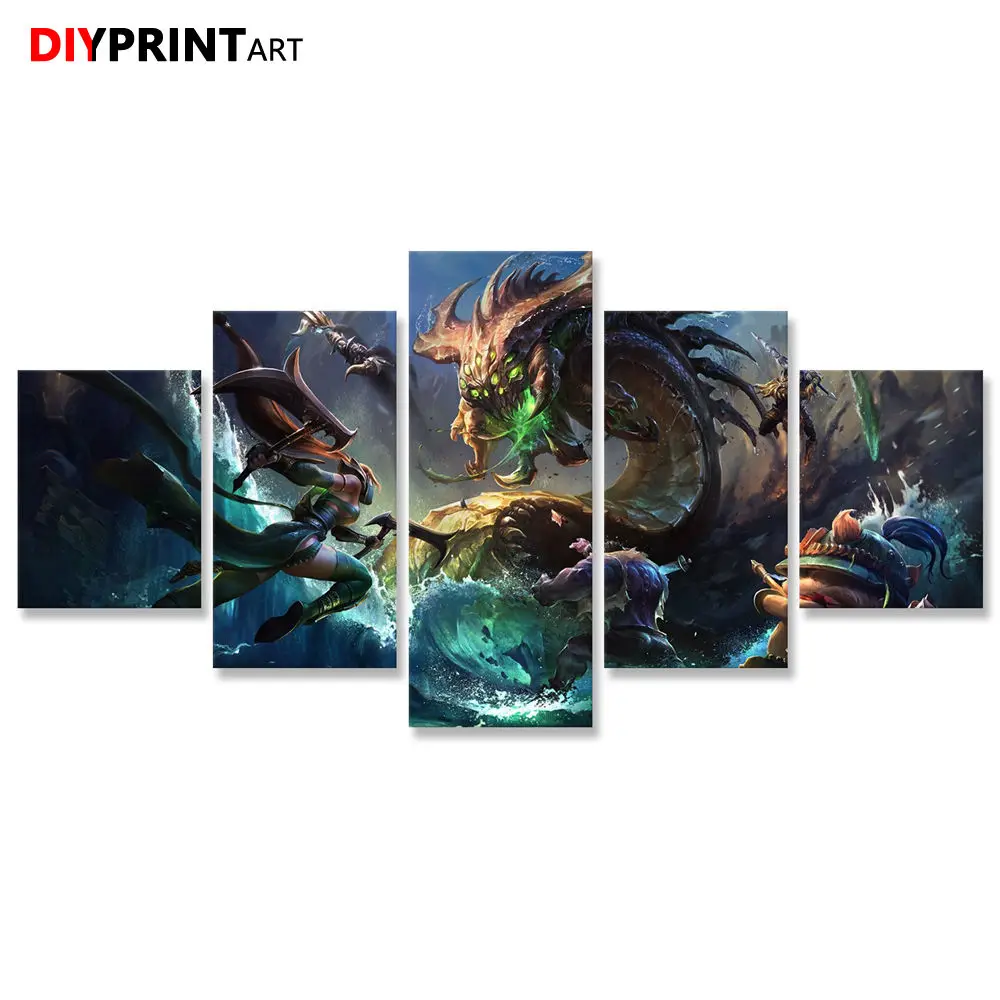 LoL Baron Nashor 5 панелей фотокартины для гостиной A2001