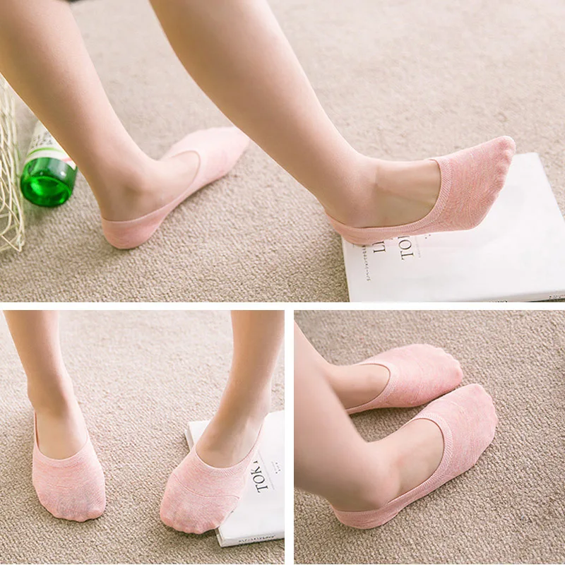 Летние носки женские Нескользящие невидимые короткие мягкие дышащие хлопковые