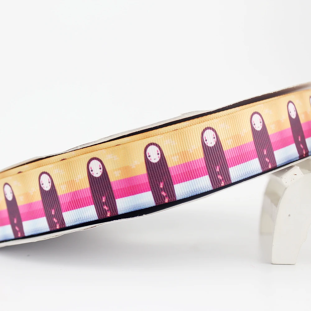 

Rainbow colorful cartoon character printed grosgrain ribbon 25mm 50 yards wedding christmas decorative diy bows ribbons