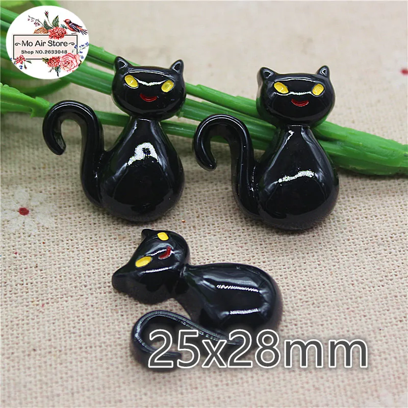 10 шт смолы черная кошка Хэллоуин плоская спина кабошон искусство поставка