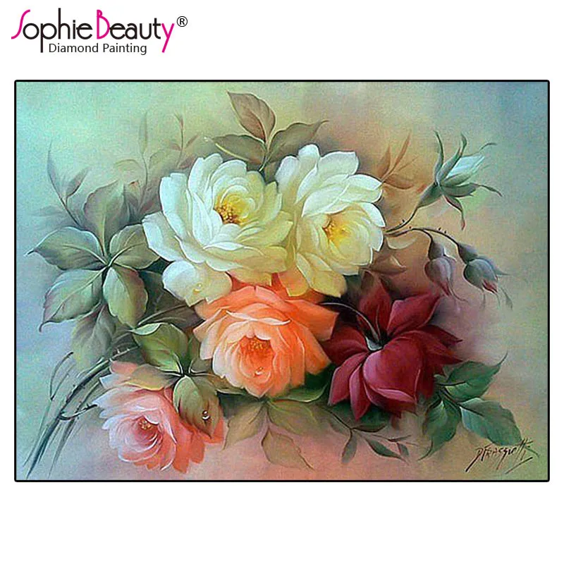 

Sophie Beauty Diy Алмазная вышивка крестиком Классический Шарм Цветок Ручная работа Стразы Вышивка ручная работа декорации наборы