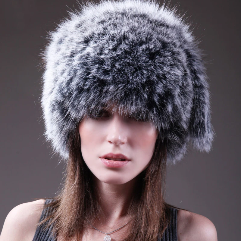 100% натуральная лиса Мех животных Кепки вязаная шляпа натуральным лисьим su-13128