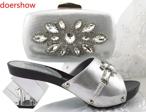 doershow Italian Matching Shoes and Bag Set African Wedding Shoe set gold Handbag Summer Women!HH1-41 | Обувь