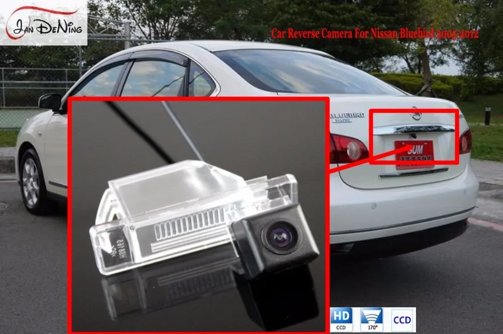 

JanDeNing Waterproof HD CCD Car Rear View Parking/Backup Reverse Camera/ License Plate Light OEM For Nissan Bluebird 2005-2012