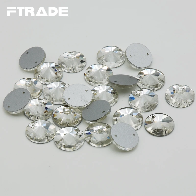 Высококачественные круглые прозрачные стразы Rivoli пришивные с плоским