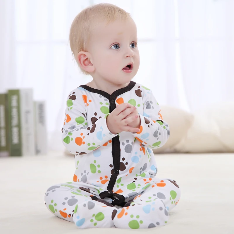 2016 Новейшие Baby Rompers Новорожденный Симпатичные маленькие Footprint Дети комбинезон