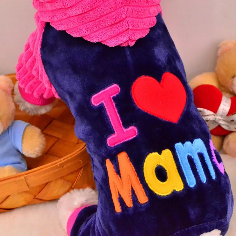 Собака I Love Mama Papa» толстовки милый костюм для осень-зима щенок Удобная теплая одежда с крышками собака зимы поставок