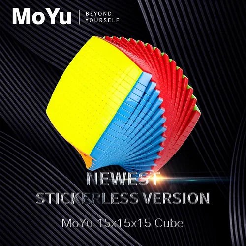 Промо MOYU 15 слоев 15x15x15 с подарочной коробкой Черный Stickerless Cube Скорость Магическая головоломка 15x15 Развивающие игрушки для детей - Цвет: stickerless with box