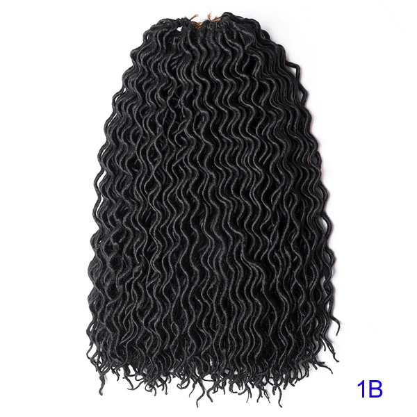 # 1B TOMO 18 дюймов Faux Locs CURLY, на крючках, косички, 24 нитей богиня Locs накладные волосы, затененные косички, волосы, синтетические косички, волосы в богемном стиле замки - Цвет: # 1B