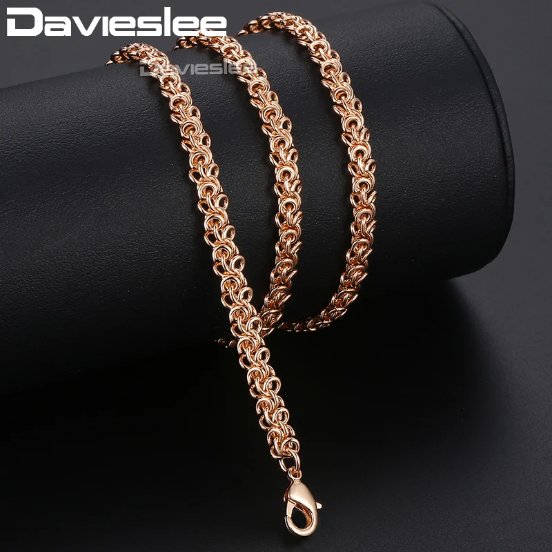 Ожерелье Davieslee LCN13 для мужчин и женщин колье из розового золота 585 пробы с