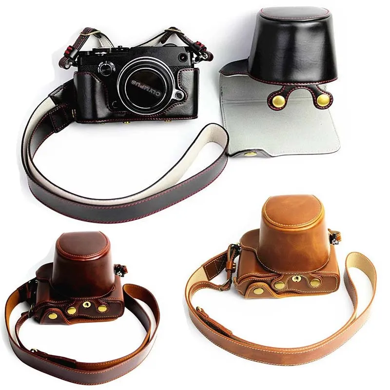 Black/Brown/Coffe Digital Camera Leather Case Cover for Olympus PEN-F Penf Charging | Электроника