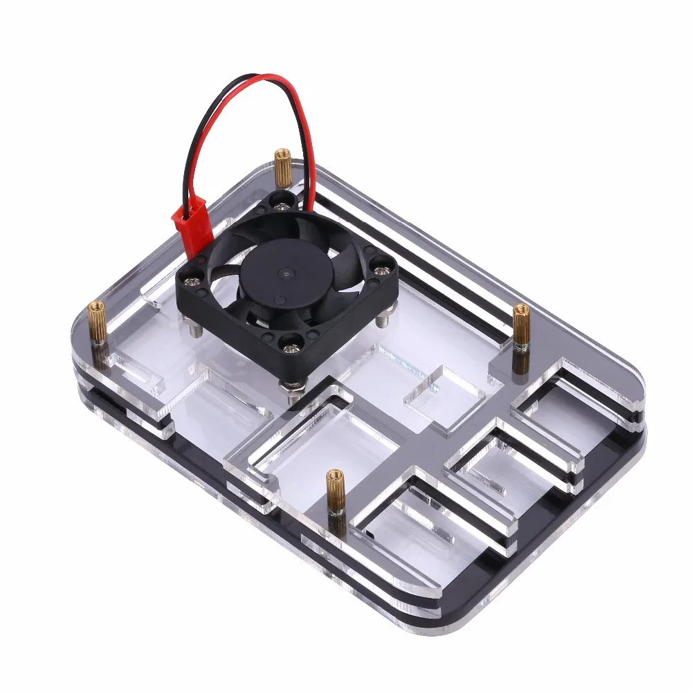 Новейший Raspberry Pi 3 Model B + 5 слойный чехол корпус с вентилятором прозрачный
