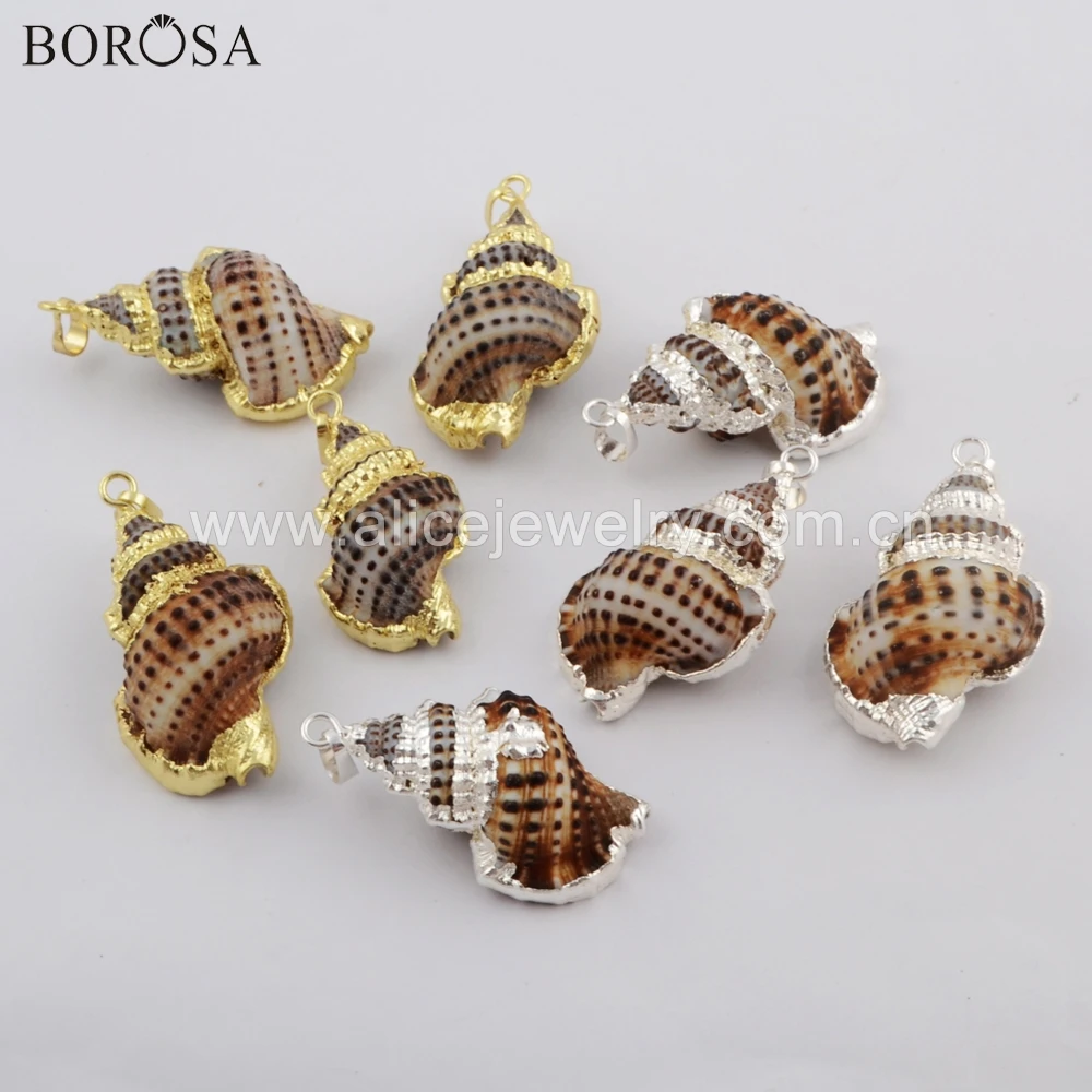 BOROSA 5/10 шт. Новое поступление 20 дюймов натуральный золотой цвет ракушка кулон