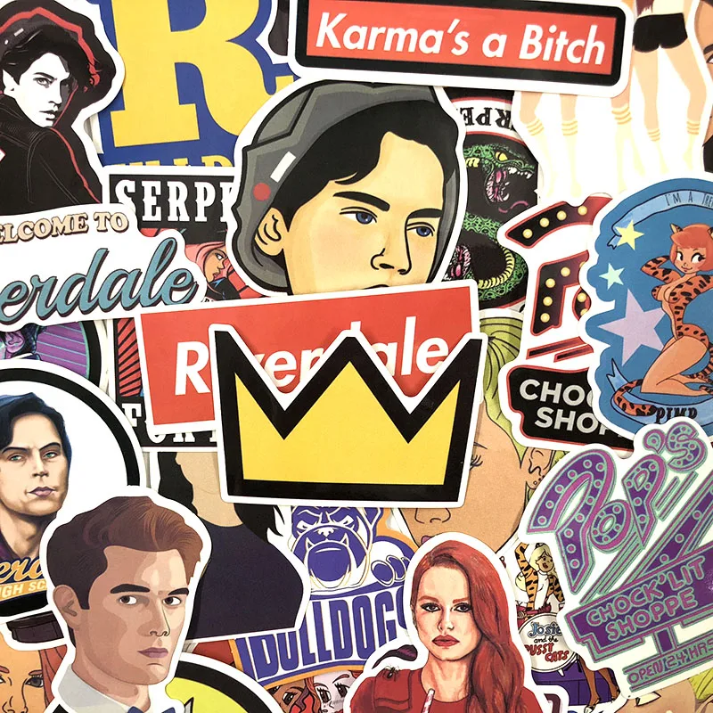 35 шт./компл. ривердейл граффити наклейки США сериала для Чемодан Ноутбук Автомобильное СКЕЙТБОРД гитара наклейка на холодильник, игрушка из ПВХ, Водонепроницаемый
