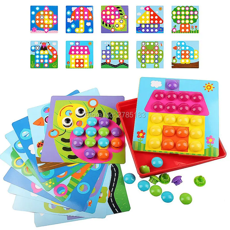 Мозаика-пазл сделай сам пазл для раннего развития ногтей в виде грибов пазлы