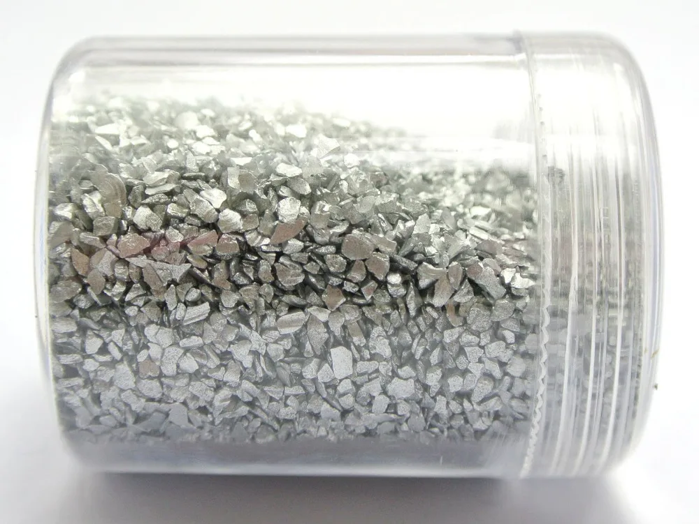 

45 Gram Silver Glass Crushed Chips Irregular Shape Nail Art Tips + Storage Box