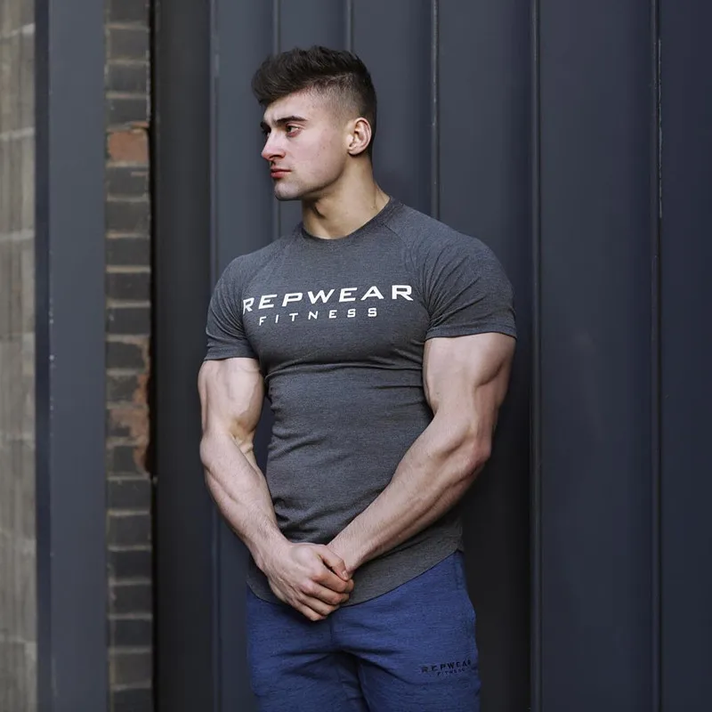 ZFIT Мужская Спортивная хлопковая футболка для бега фитнеса бодибилдинга с