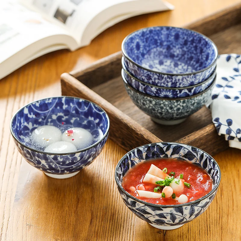 Фарфоровая посуда в японском стиле 4 3 дюйма сине-белая керамическая чаша