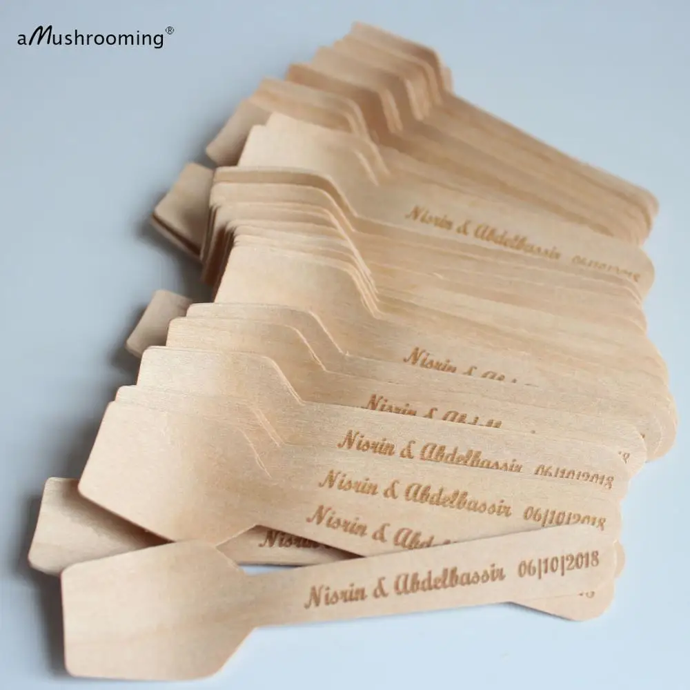 100 шт. персонализированные мороженое десерт торт ложки с именем дата на свадьбу