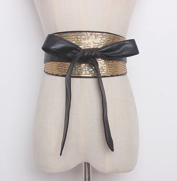 Женский подиумный пояс из искусственной кожи с блестками винтажные корсеты для