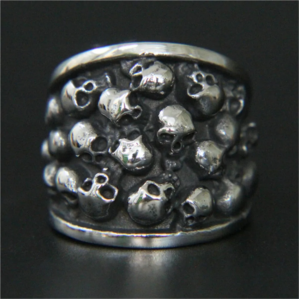 

3 шт./лот, быстрая доставка, Крутое кольцо с призраком и черепом из нержавеющей стали 316L, ювелирные изделия, кольцо с черепом в стиле панк