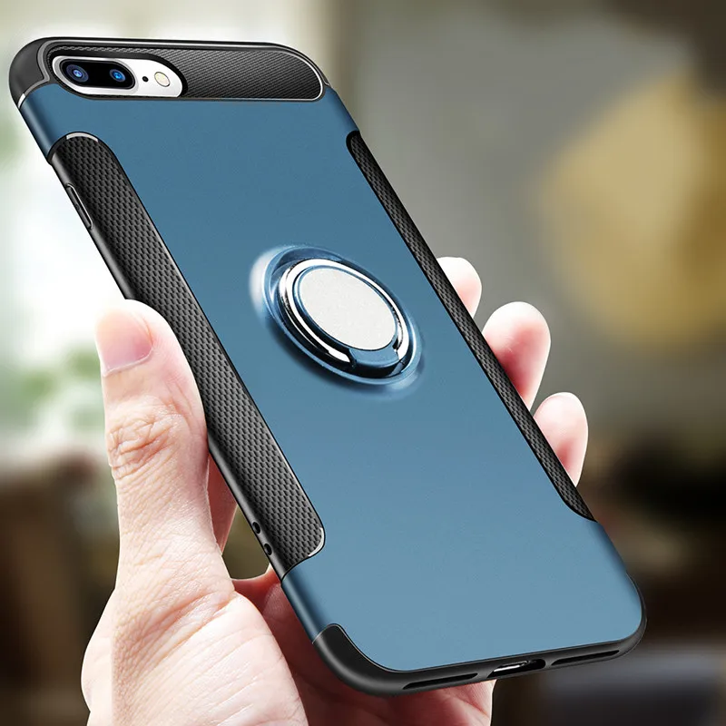EMIUP Case For iPhone 7 6 Plus Luxury Metal Ring Holder Combo Phone 6s Capa Coque Cover |